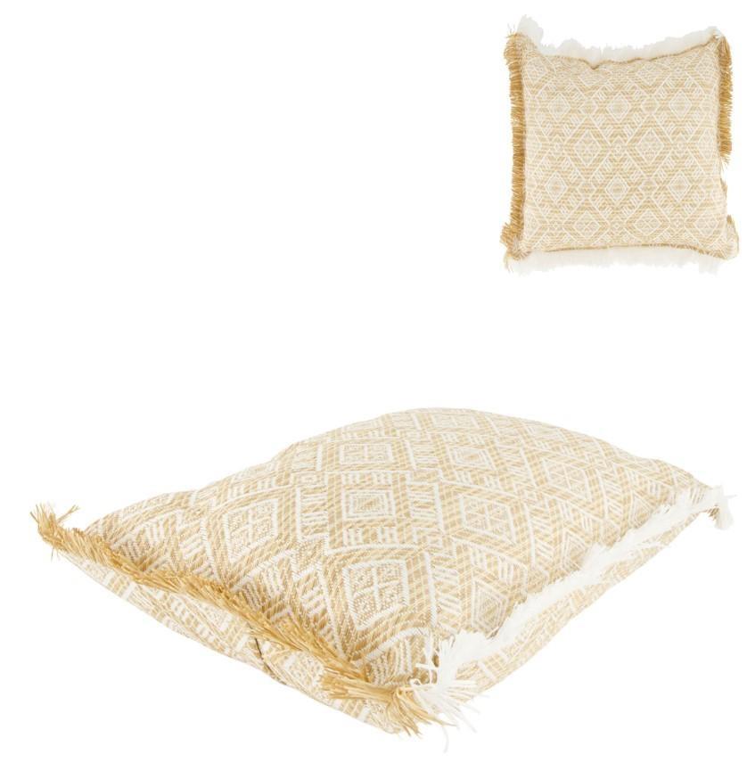 CUSCINO IN RAFIA PER ESTERNO CM.45X45X15H NATURALE/BIANCO