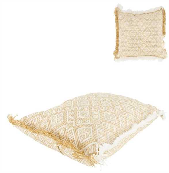 CUSCINO IN RAFIA PER ESTERNO CM.45X45X15H NATURALE/BIANCO