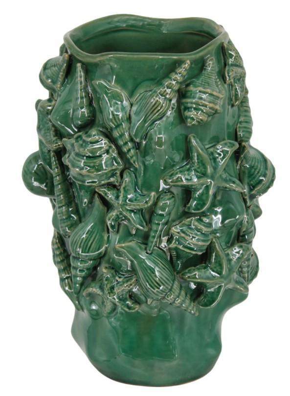 VASO CONCHIGLIE IN CERAMICA CM.D18X30H TURCHESE