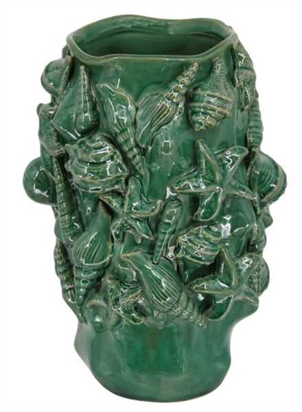 VASO CONCHIGLIE IN CERAMICA CM.D18X30H TURCHESE