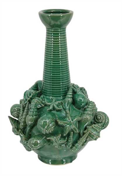 VASO CONCHIGLIE IN CERAMICA CM.D23,5X39,5H TURCHESE