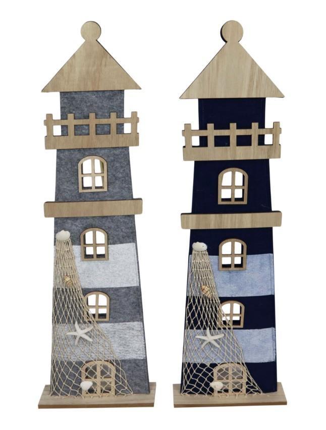 DECORAZIONE FARO IN FELTRO SU BASE CM.19X6X75H 2 COLORI ASS.