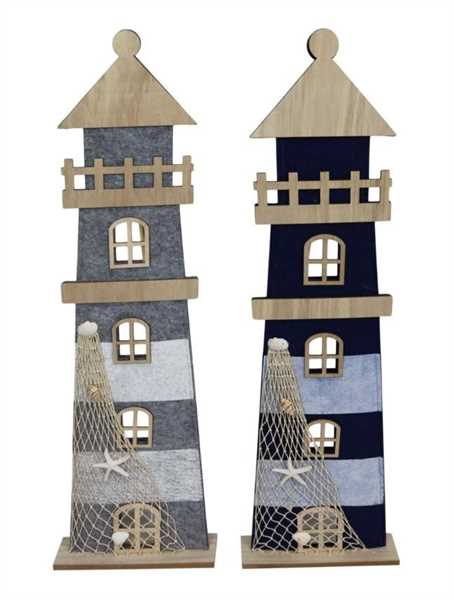 DECORAZIONE FARO IN FELTRO SU BASE CM.19X6X75H 2 COLORI ASS.