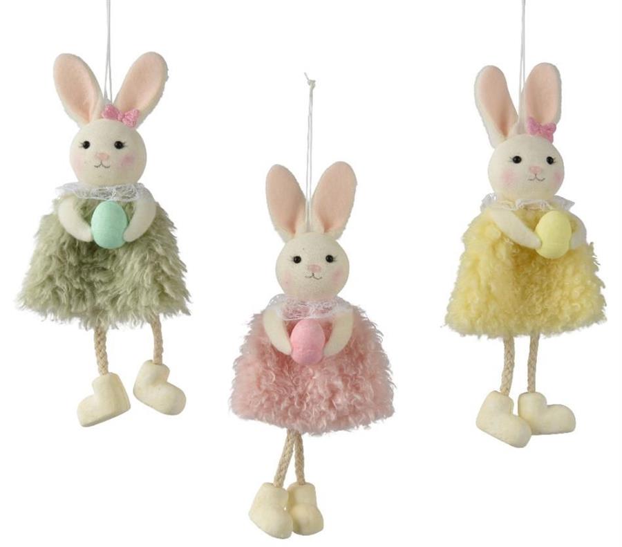 BUNNY POLYESTER EGG 3COL ASS ASSORTED LUN.9CM X LAR.3CM X AL