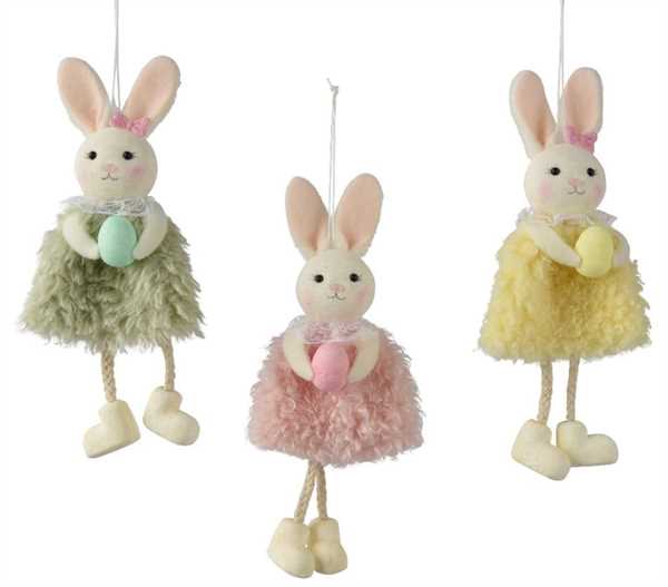 BUNNY POLYESTER EGG 3COL ASS ASSORTED LUN.9CM X LAR.3CM X AL