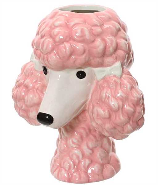 VASE DOLOMITE POODLE BOW PINK LUN.17.6CM X LAR.15.6CM X ALT.