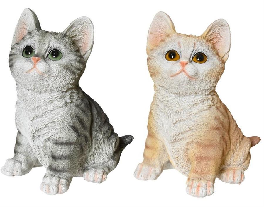 GATTO IN POLIRESINA CM.10,5X12X16,5H 2 COLORI ASSORTITI