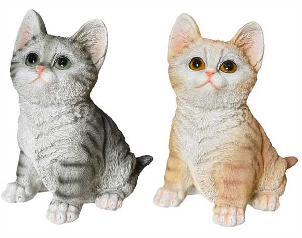 GATTO IN POLIRESINA CM.10,5X12X16,5H 2 COLORI ASSORTITI
