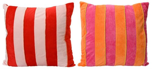 CUSHION POLYESTER SQUARE WITH STRIPE PATTERN 2COL ASS ASSORT