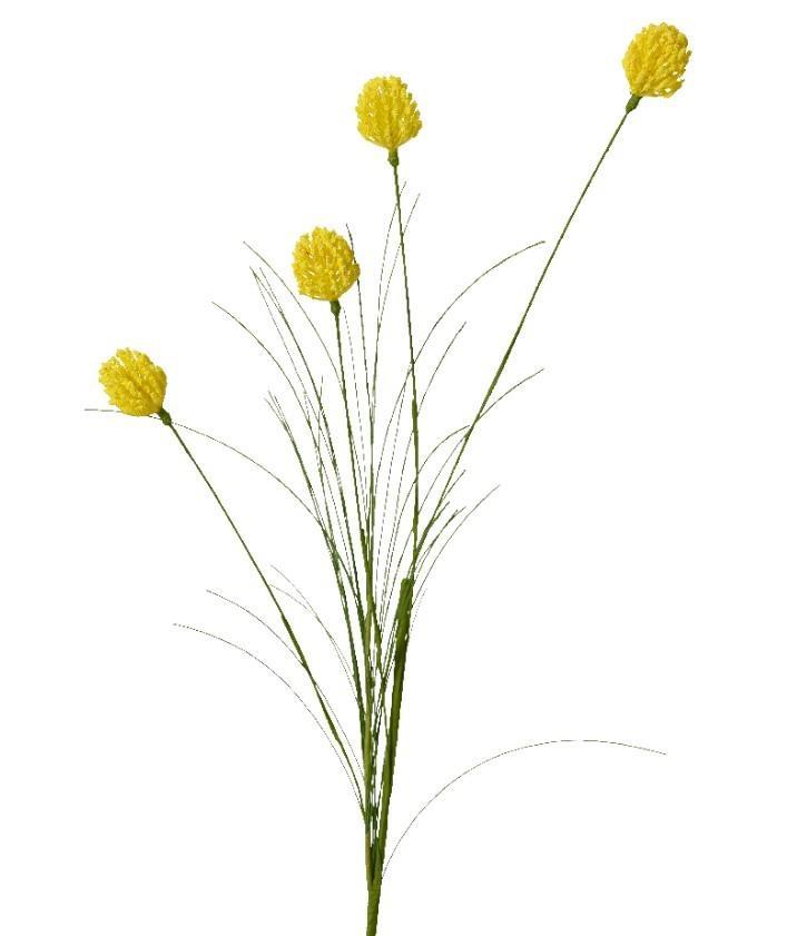 FLOWER BALL FLOWER ON STEM PLASTIC BALL FLOWER SPRAY YELLOW
