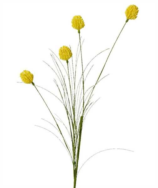 FLOWER BALL FLOWER ON STEM PLASTIC BALL FLOWER SPRAY YELLOW