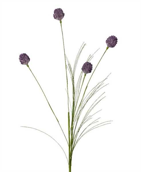 FLOWER BALL FLOWER ON STEM PLASTIC BALL FLOWER SPRAY PURPLE