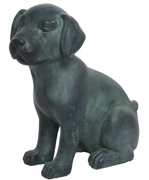 STATUE POLYMAGNESIUM DOG OUTDOOR GREEN ANTIQUE LUN.40.5CM X