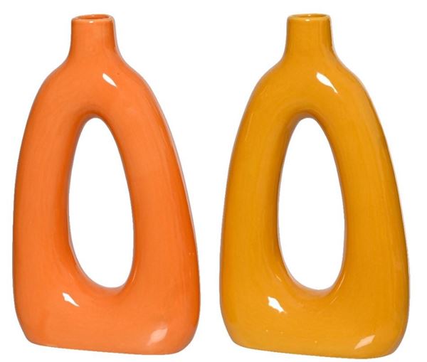 VASE PORCELAIN 2COL ASS ASSORTED LUN.6.8CM X LAR.18.5CM X AL