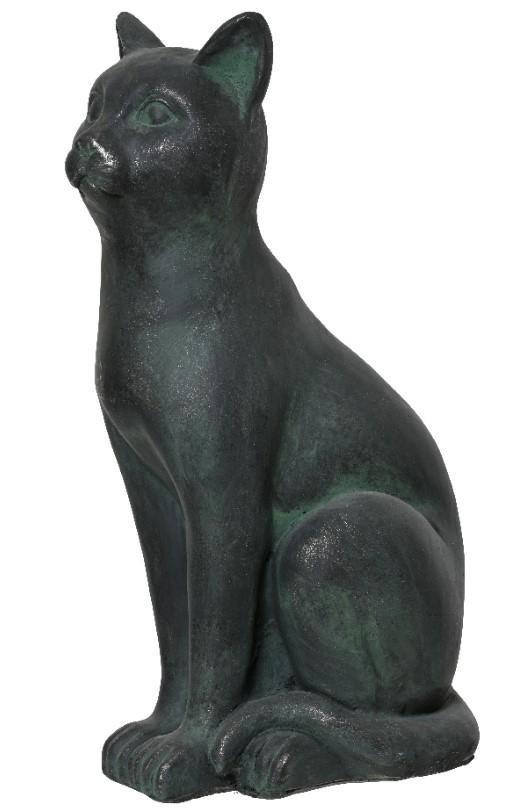 STATUE POLYMAGNESIUM CAT SPRAY PAINT OUTDOOR GREEN ANTIQUE L