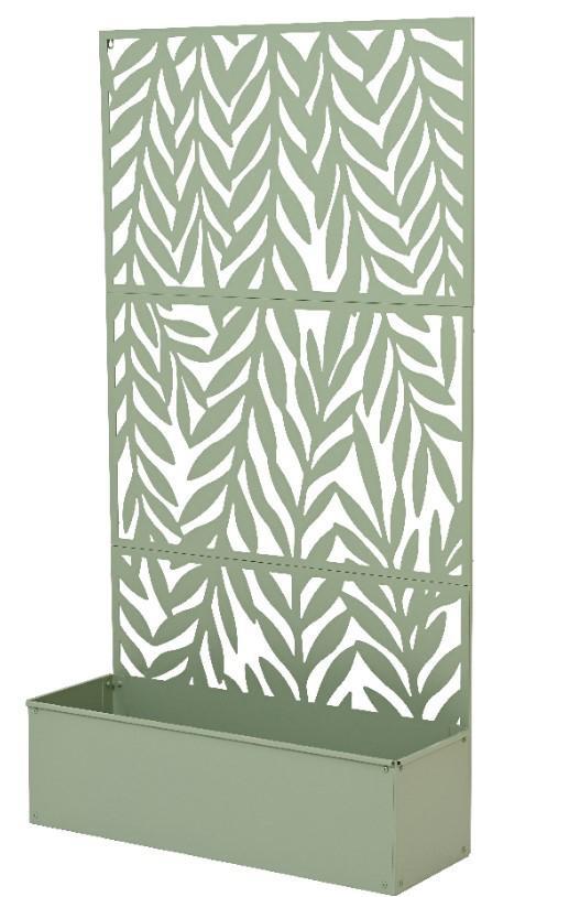 PLANTER IRON POWDER COATED LEAF OUTDOOR GREEN LUN.92CM X LAR