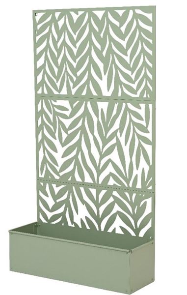PLANTER IRON POWDER COATED LEAF OUTDOOR GREEN CM92X32X173H.
