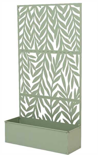 PLANTER IRON POWDER COATED LEAF OUTDOOR GREEN LUN.92CM X LAR