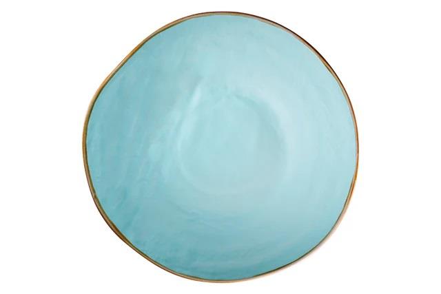 PIATTO PIANO MEDITERRANEO IN GRES TURCHESE CM.Ø28
