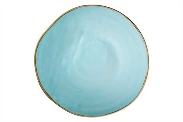 PIATTO PIANO MEDITERRANEO IN GRES TURCHESE CM.Ø28