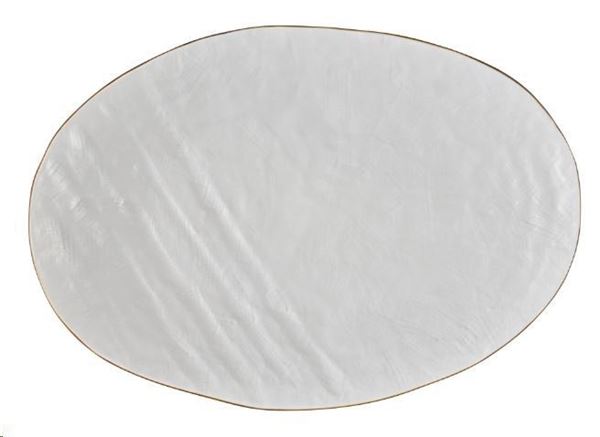 VASSOIO OVALE GRANDE IN GRES MEDITERRANEO BIANCO CM.40,5X28
