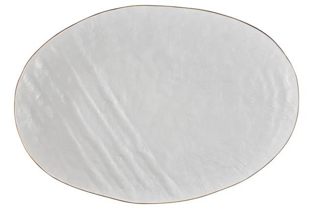 VASSOIO OVALE GRANDE MEDITERRANEO IN GRES BIANCO CM.40,5X28