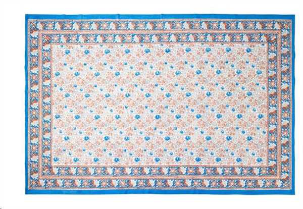 CAMOGLI - MEZZERO AZZURRO ARANCIO COTONE CM 180X270