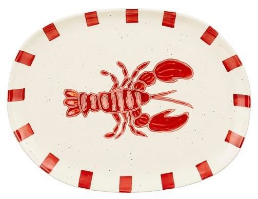 PIATTO ARIANE OVALE CM.40,5X31X3H BIANCO E ROSSO