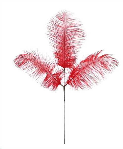 RAMO 3 PIUME STABILIZZATE ROSSO CM. L61X20CM