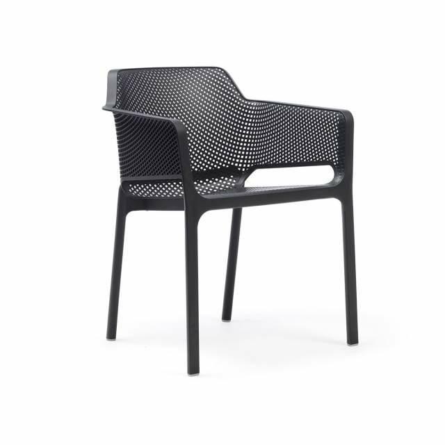 SEDIA CON BRACCIOLI DA ESTERNO NET ANTRACITE CM60,5X58,5XH80
