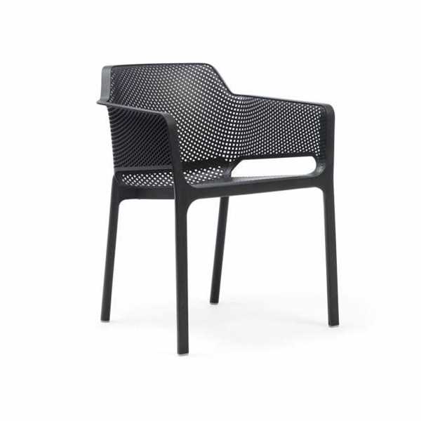 SEDIA CON BRACCIOLI DA ESTERNO NET ANTRACITE CM60,5X58,5XH80