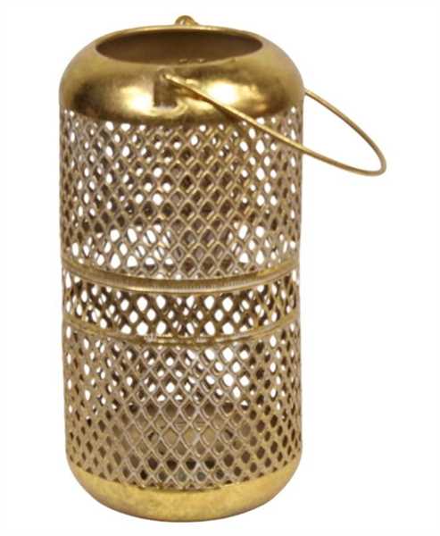 LANTERNA IN METALLO CON VETRO CM.D15X28H ORO SBIANCATO