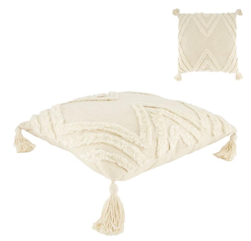 CUSCINO TRAPUNTATO IN COTONE CM.45X45X9H NATURALE