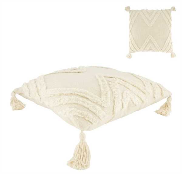 CUSCINO TRAPUNTATO IN COTONE CM.45X45X9H NATURALE