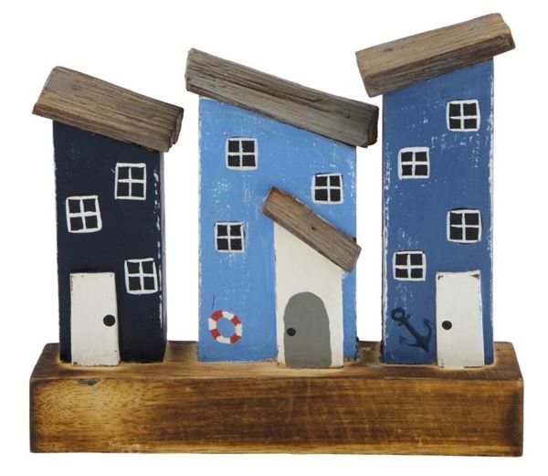 CASA ALBIZIA IN LEGNO SU BASE CM.18X4X16,5H BLU