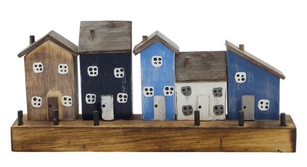 CASA ALBIZIA IN LEGNO SU BASE CM.32,5X5X14,5H BLU