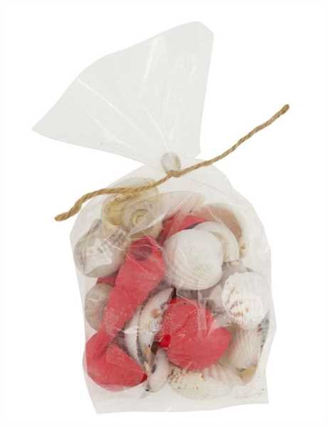 CONFEZIONE MIX CONCHIGLIE CM.10X5X16H ROSSO/NATURALE