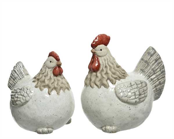 CHICKEN TERRACOTTA 2ASS OFF-WHITE LUN.12CM X LAR.19CM X ALT.