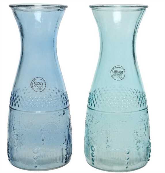 WATER CARAFE GLASS RELIEF 2COL ASS ASSORTED DIA10CM X ALT.25
