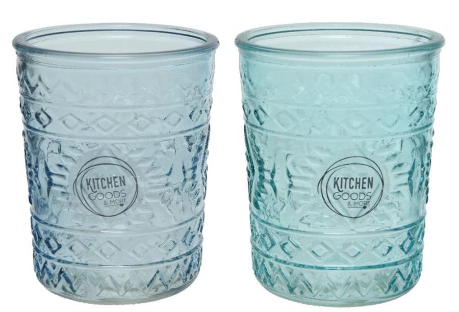 WATER DRINKGLASS GLASS RELIEF 2COL ASS ASSORTED DIA6.3CM X A