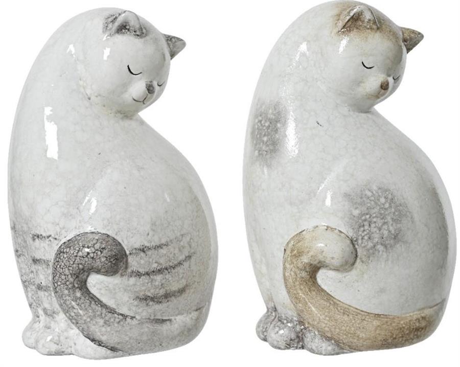 GATTO IN TERRACOTTA CM.11X11,5X18H 2 COLORI ASSORTITI