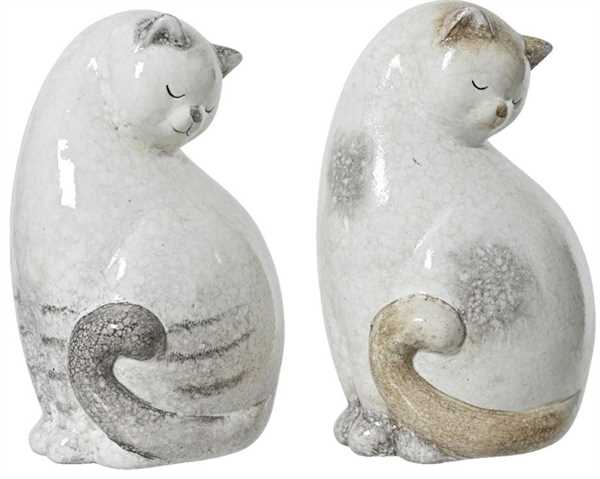 GATTO IN TERRACOTTA CM.11X11,5X18H 2 COLORI ASSORTITI