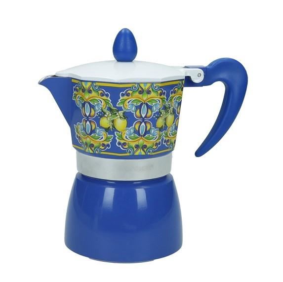 CAFFETTIERA CITRUS BLU 3 TAZZE ALLUMINIO CM.15X9X16H