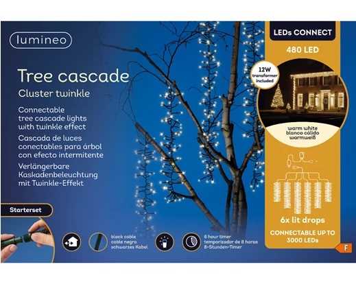 CASCATA 6 RAMI 480LED L.CALDA 2MT OUTDOOR-IP44 LEDS CONNECT