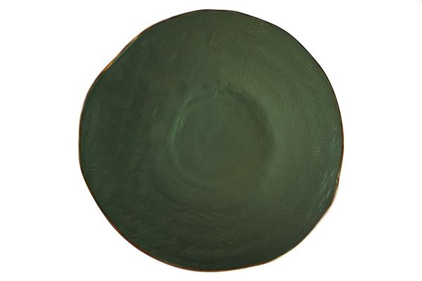 PIATTO PIANO MEDITERRANEO IN GRES VERDE CM.Ø28
