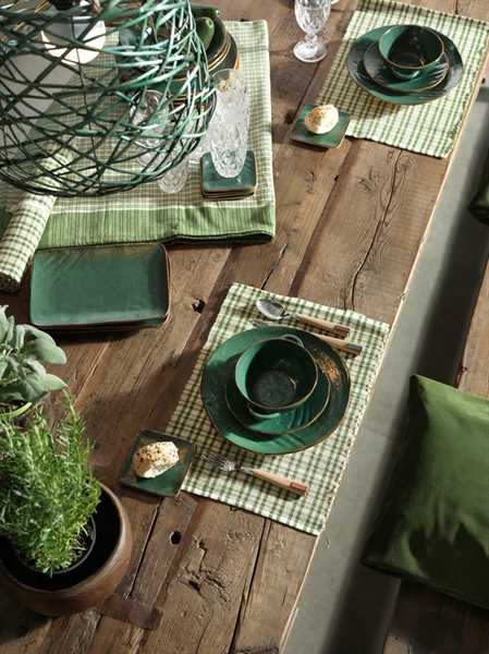 PIATTO PIANO MEDITERRANEO IN GRES VERDE CM.Ø28