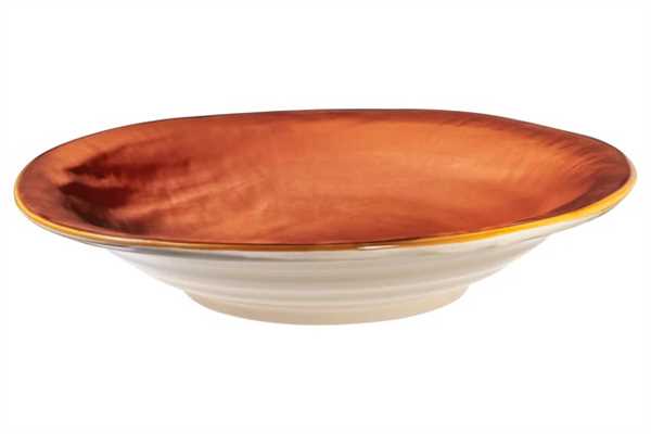 PIATTO FONDO MEDITERRANEO IN GRES ARANCIONE CM.Ø24