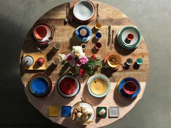 PIATTO DESSERT MEDITERRANEO IN GRES GIALLO CM.Ø20