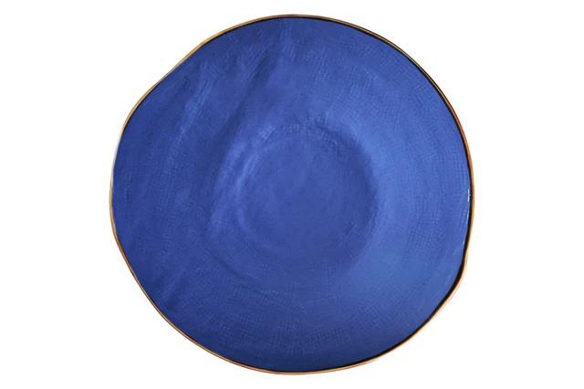 PIATTO DESSERT MEDITERRANEO IN GRES BLU CM.Ø20