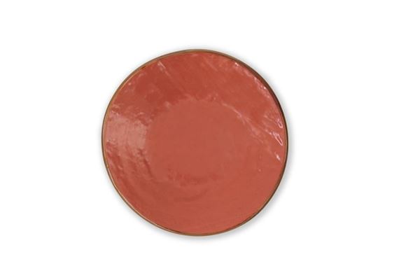 PIATTO DESSERT MEDITERRANEO IN GRES ARANCIONE CM.Ø20